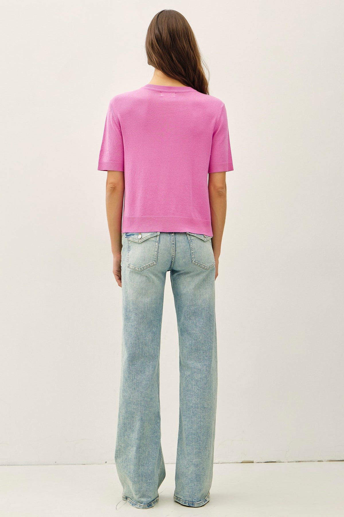 NYLAND Keturah Basic Crew Neck Short Sleeve Cardigan