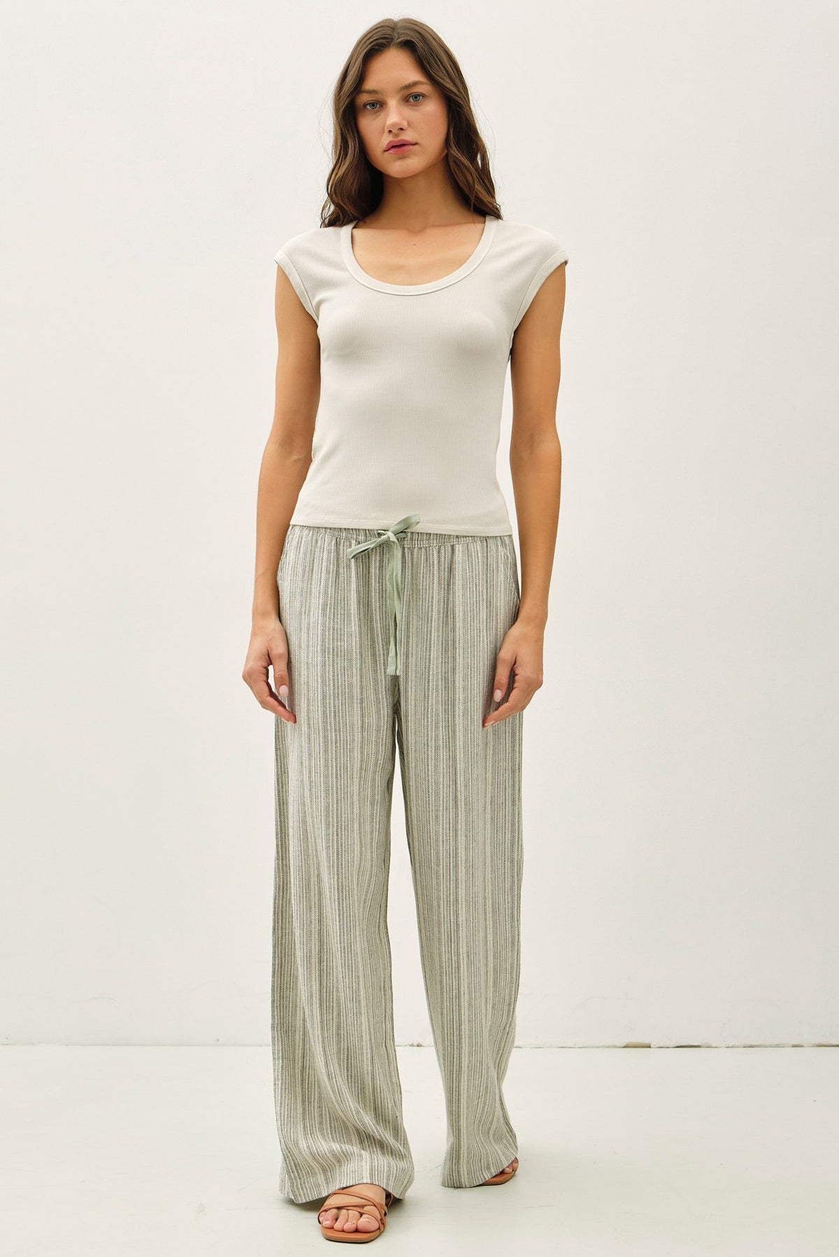 NYLAND Nicolette Scoop Neck Ribbed Tee