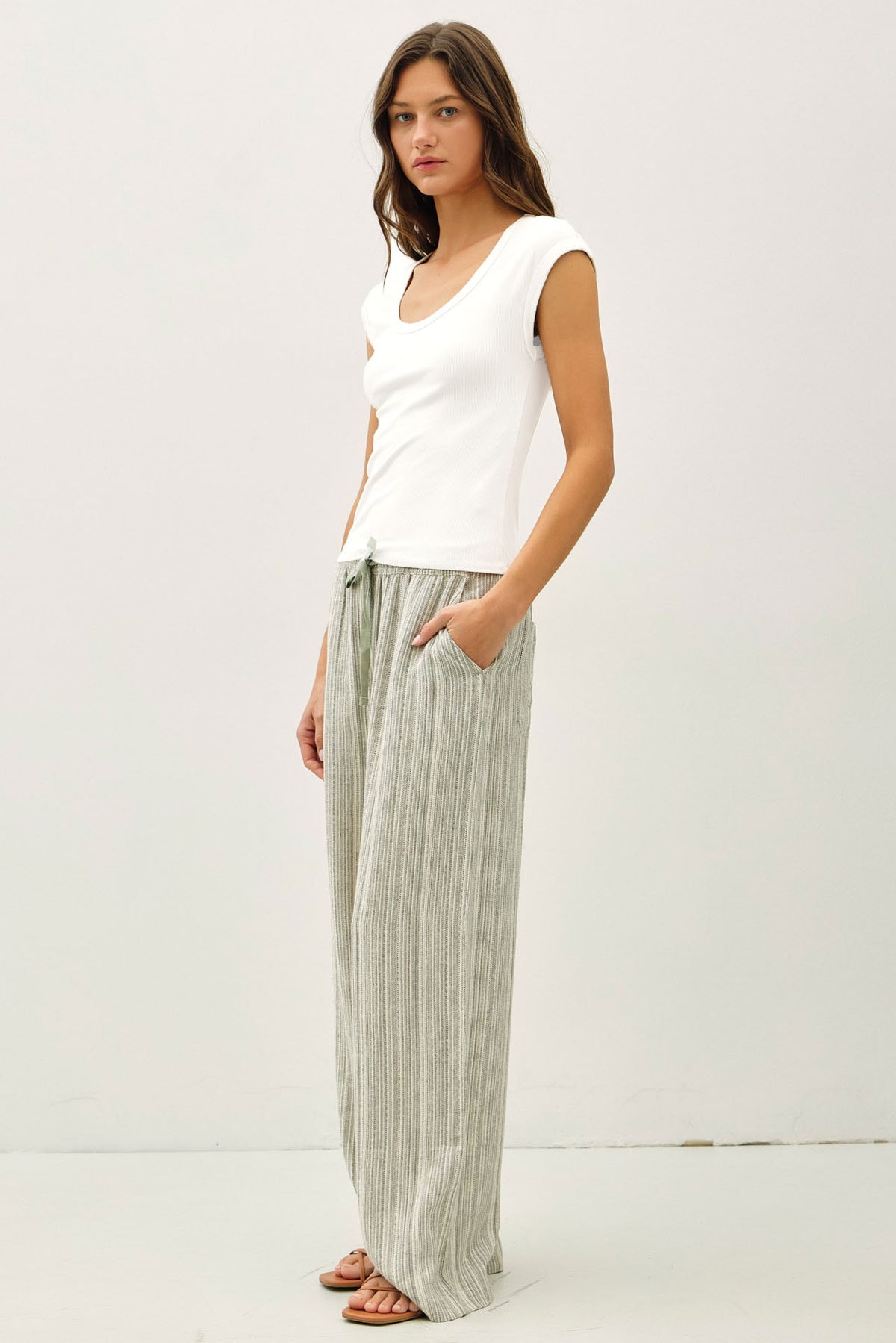 NYLAND Nicolette Scoop Neck Ribbed Tee