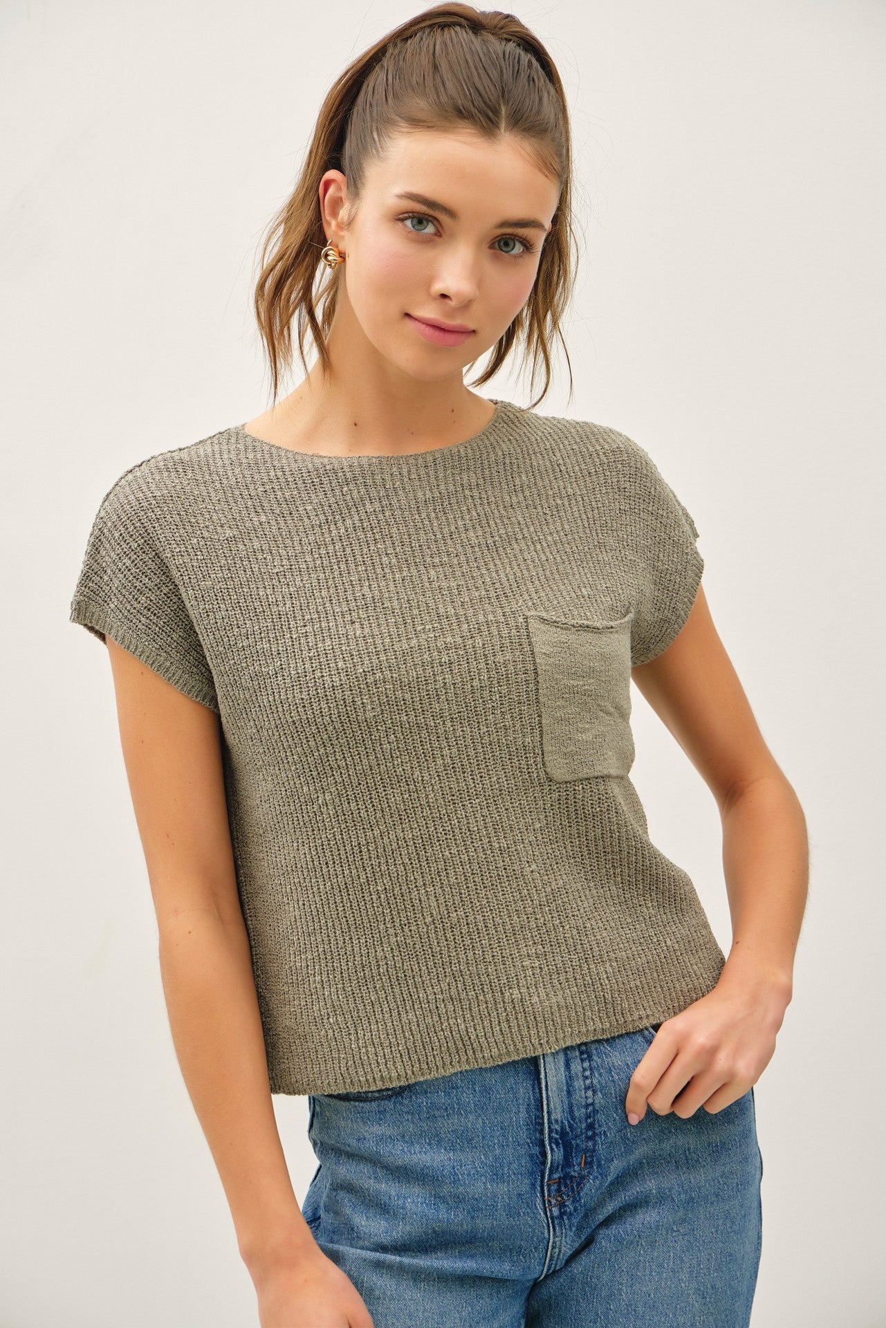 NYLAND Sapphire Dolman Boxy Crop Sweater Vanilla