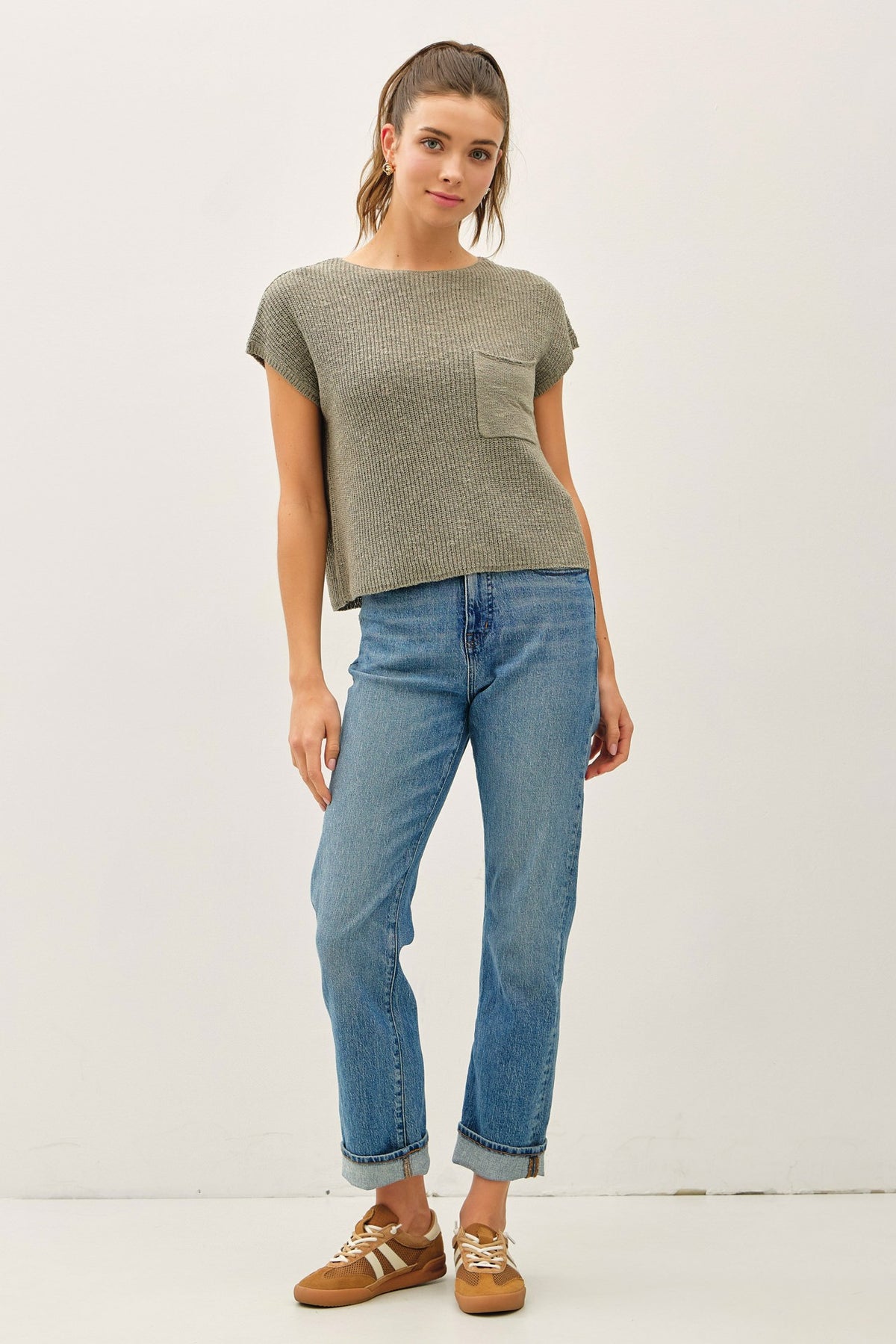 NYLAND Sapphire Dolman Boxy Crop Sweater