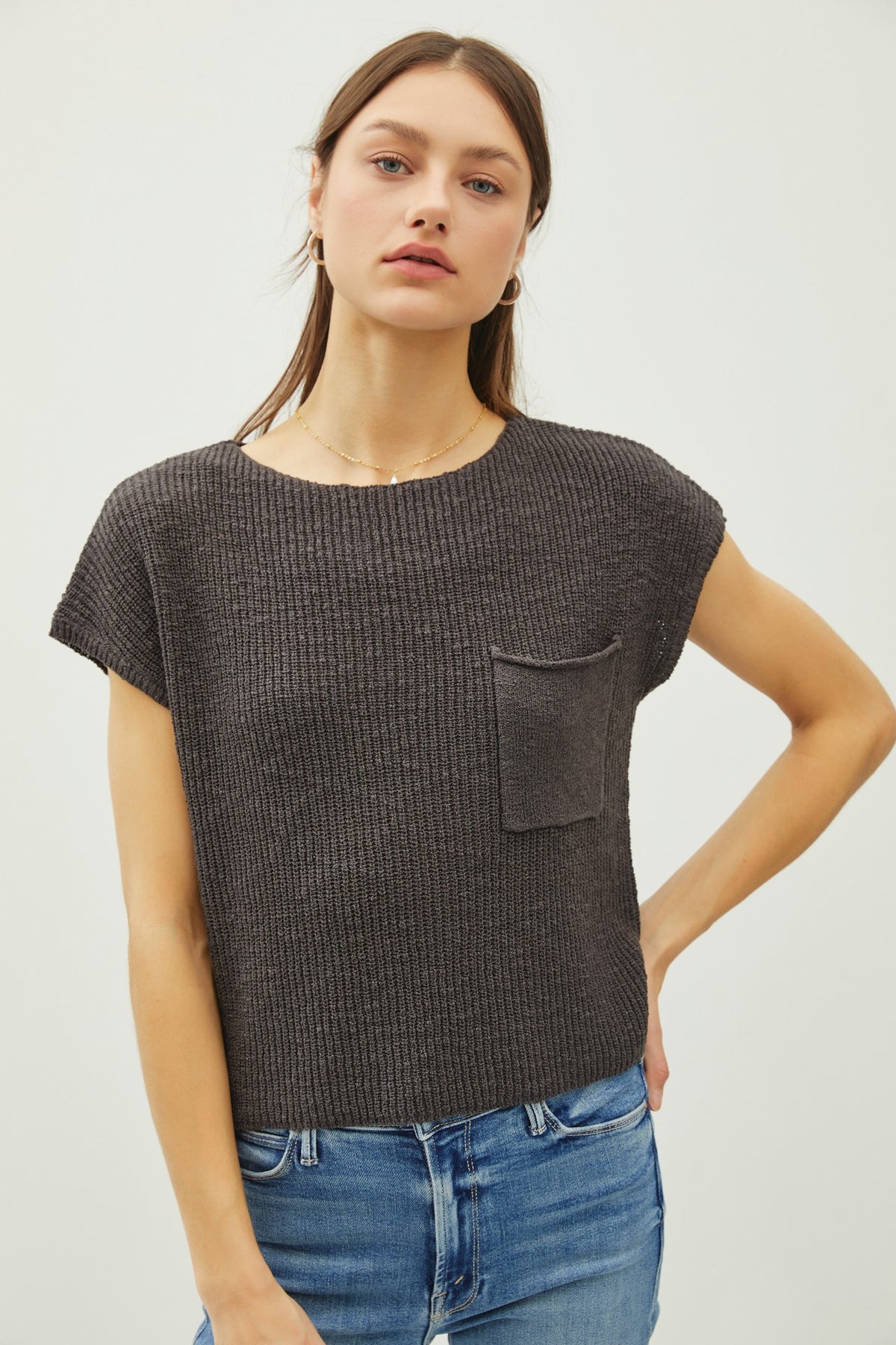 NYLAND Sapphire Dolman Boxy Crop Sweater