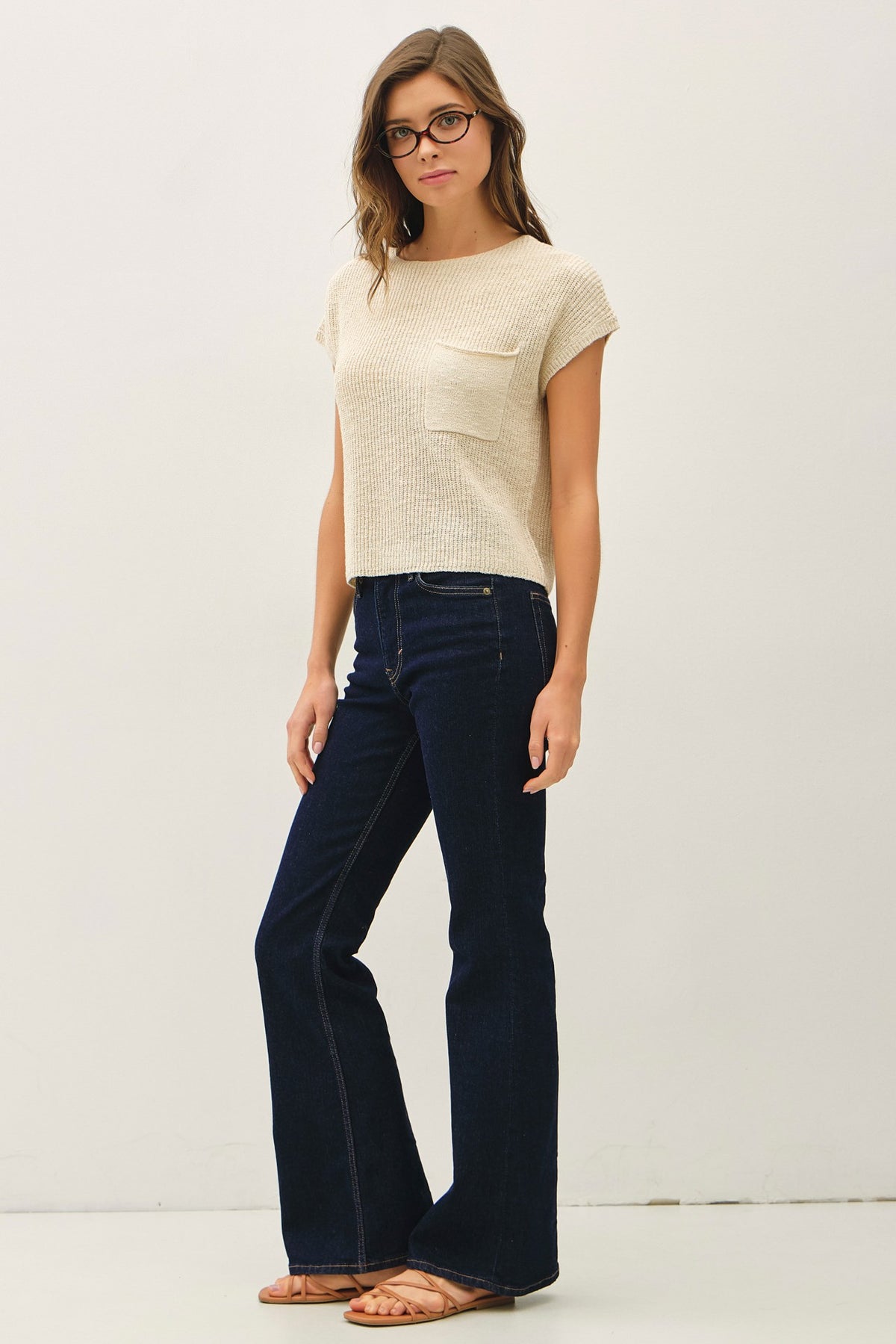 NYLAND Sapphire Dolman Boxy Crop Sweater