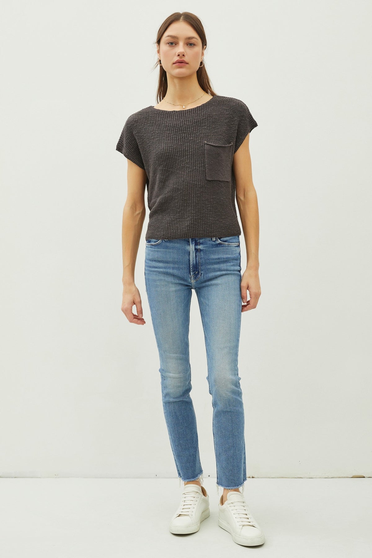 NYLAND Sapphire Dolman Boxy Crop Sweater