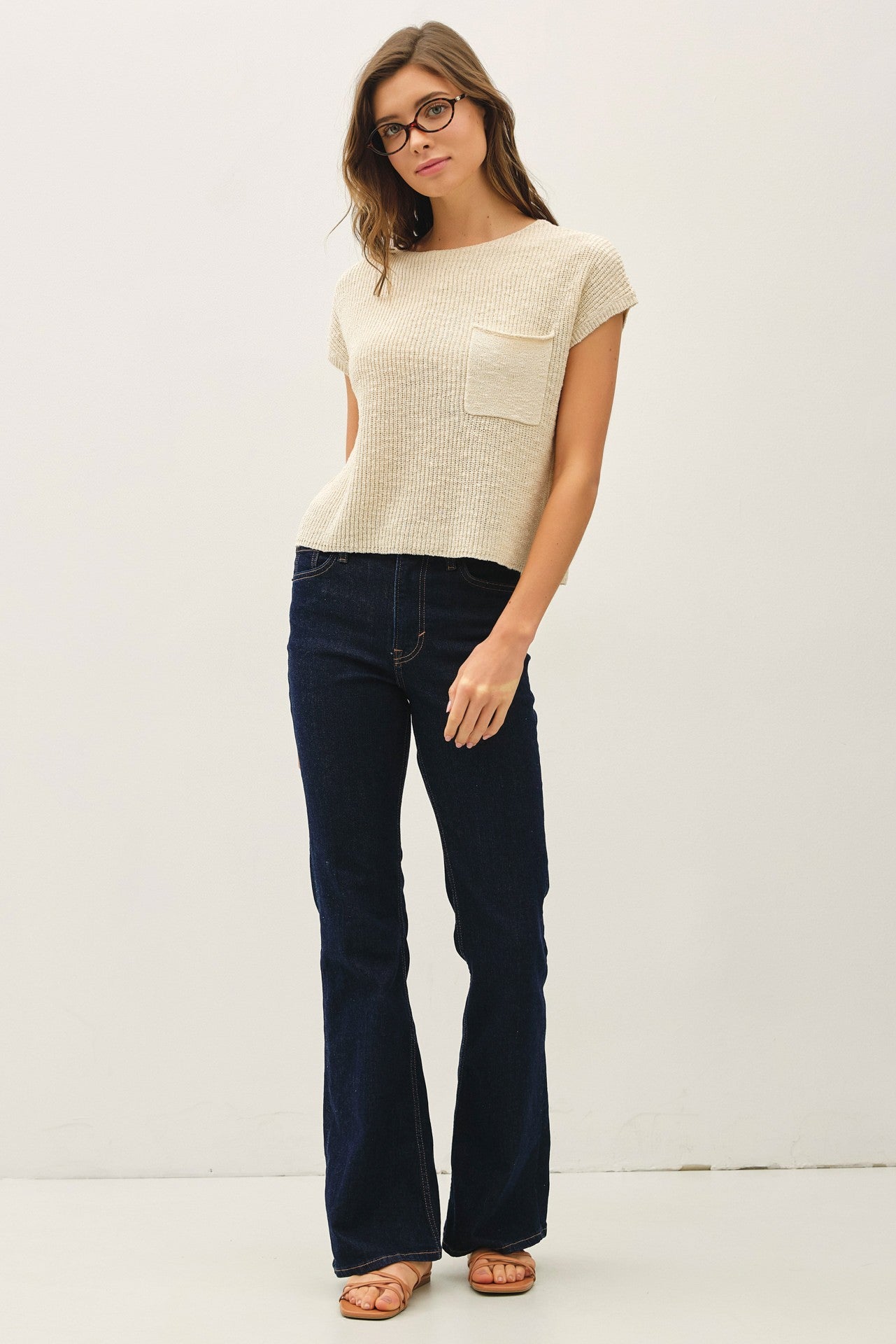 NYLAND Sapphire Dolman Boxy Crop Sweater Vanilla