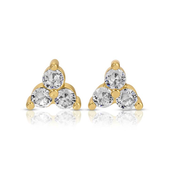 Splendid Iris Triple Cluster Studs On Velvet Tag Gold - .22"