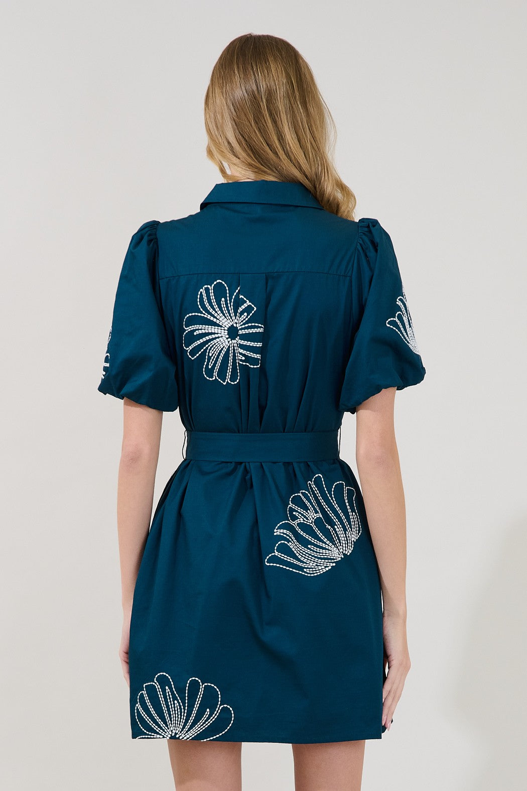 DEON Embroidered Floral Shirt Mini Dress