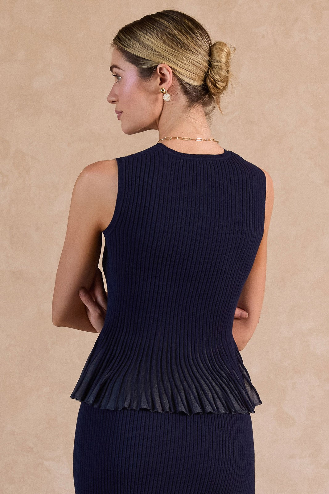 NYLAND Tatiana Sleeveless Sweater Sheer Pelpum Tank Top