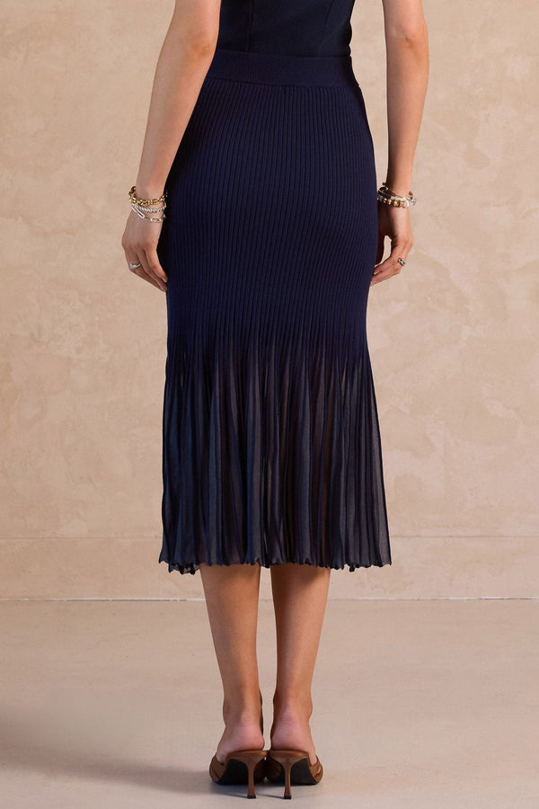 NYLAND Jaylene Sheer Flared Sweater Midi Skirt - Adorn