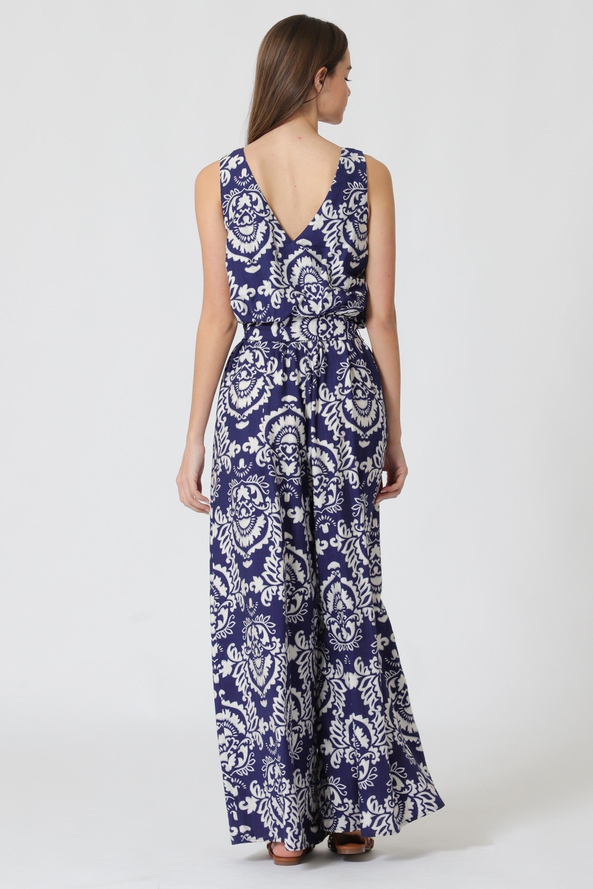 NYLAND Freyja Sleeveless V-Neck Belted Jumpsuit