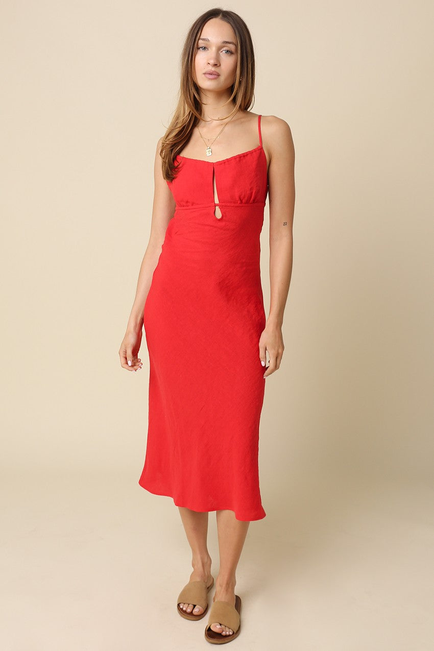 DEON Linen Cocktail Dress Red