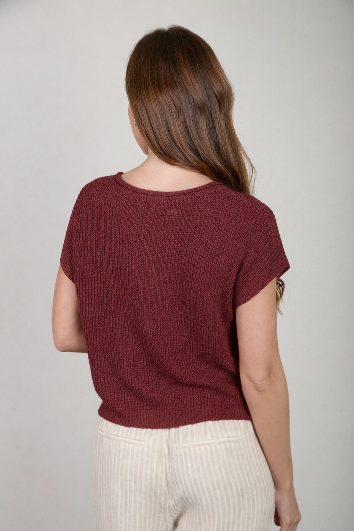 Nyland Kelly Split Neck Batwing Sleeveless Knit Sweater