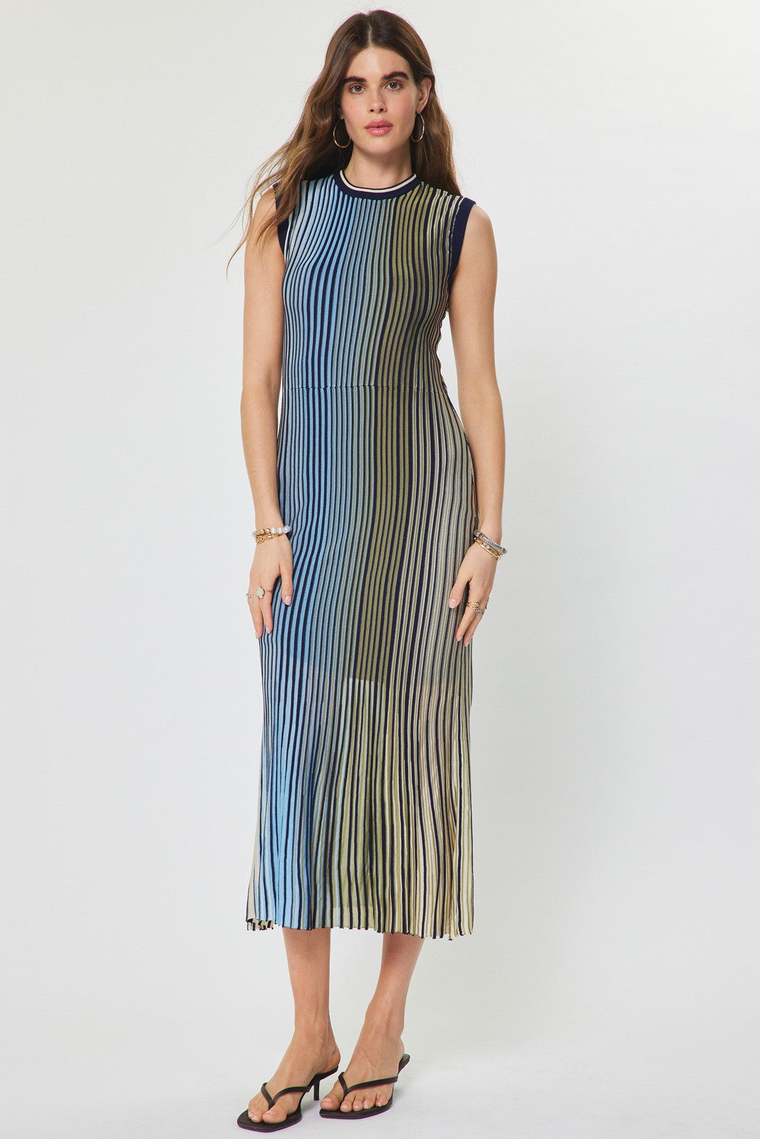 NYLAND Zoie Striped Knit Midi Dress