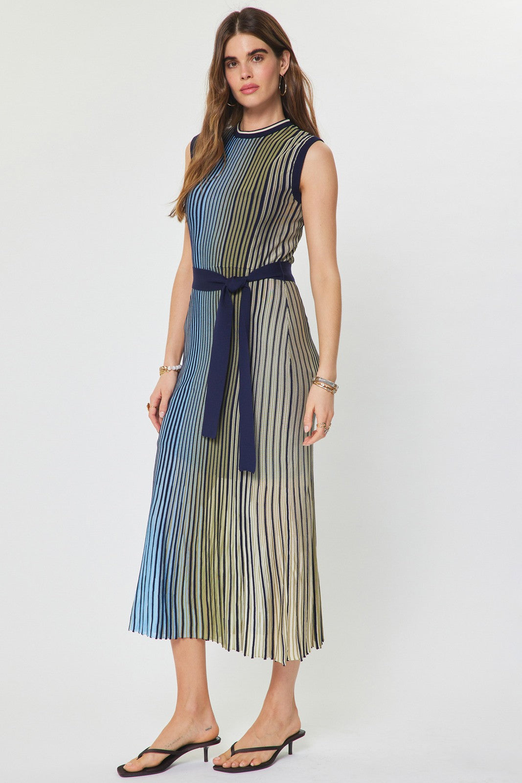 NYLAND Zoie Striped Knit Midi Dress