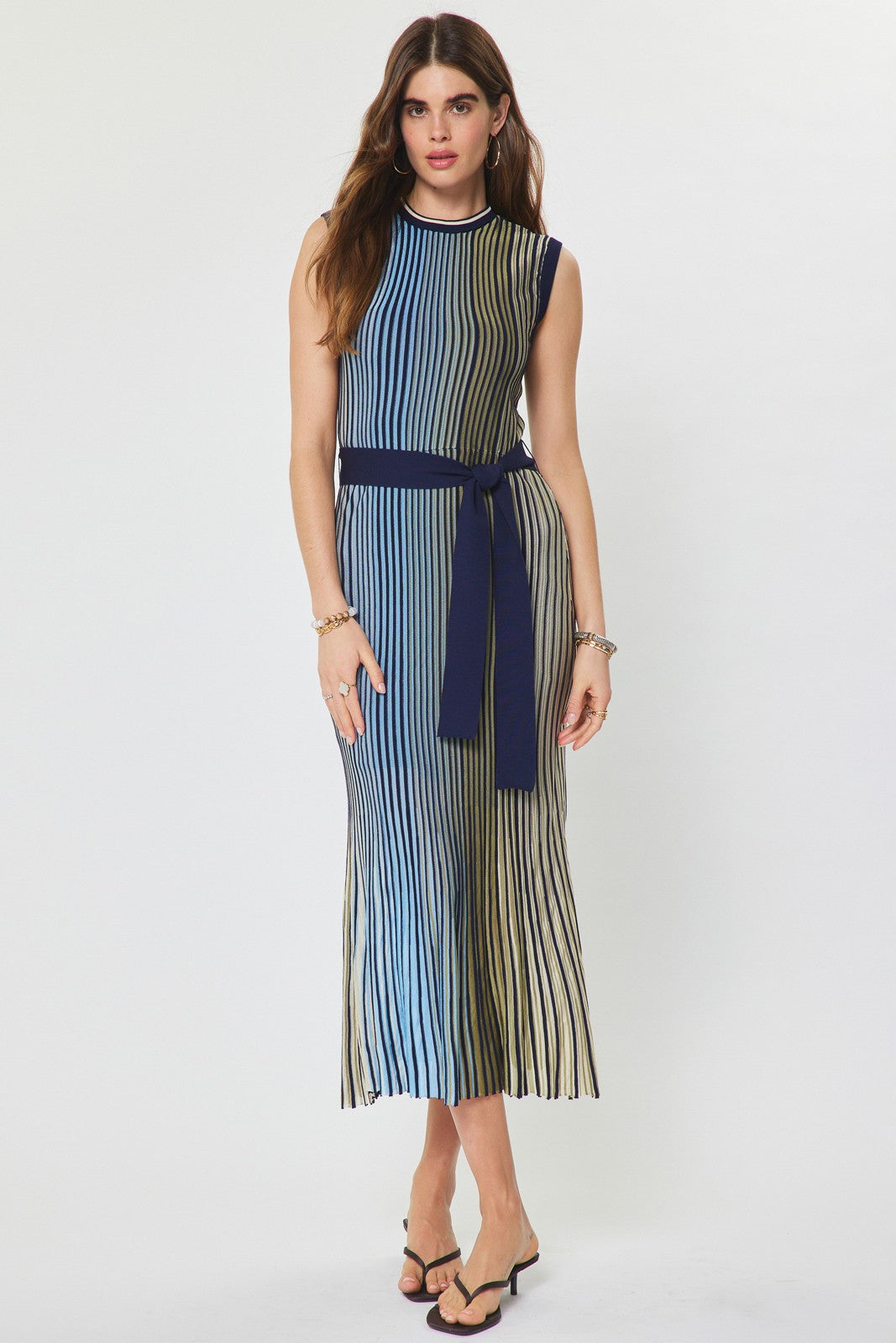 NYLAND Zoie Striped Knit Midi Dress