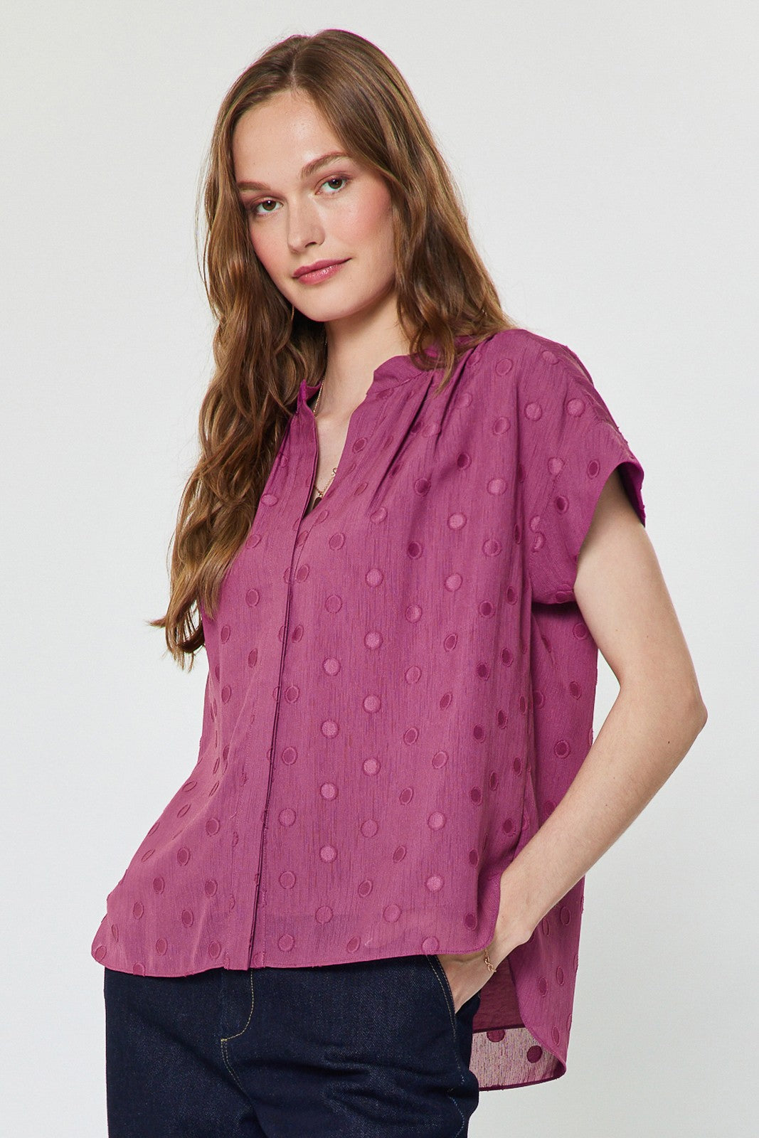 DEON Dot Cap Sleeve Blouse