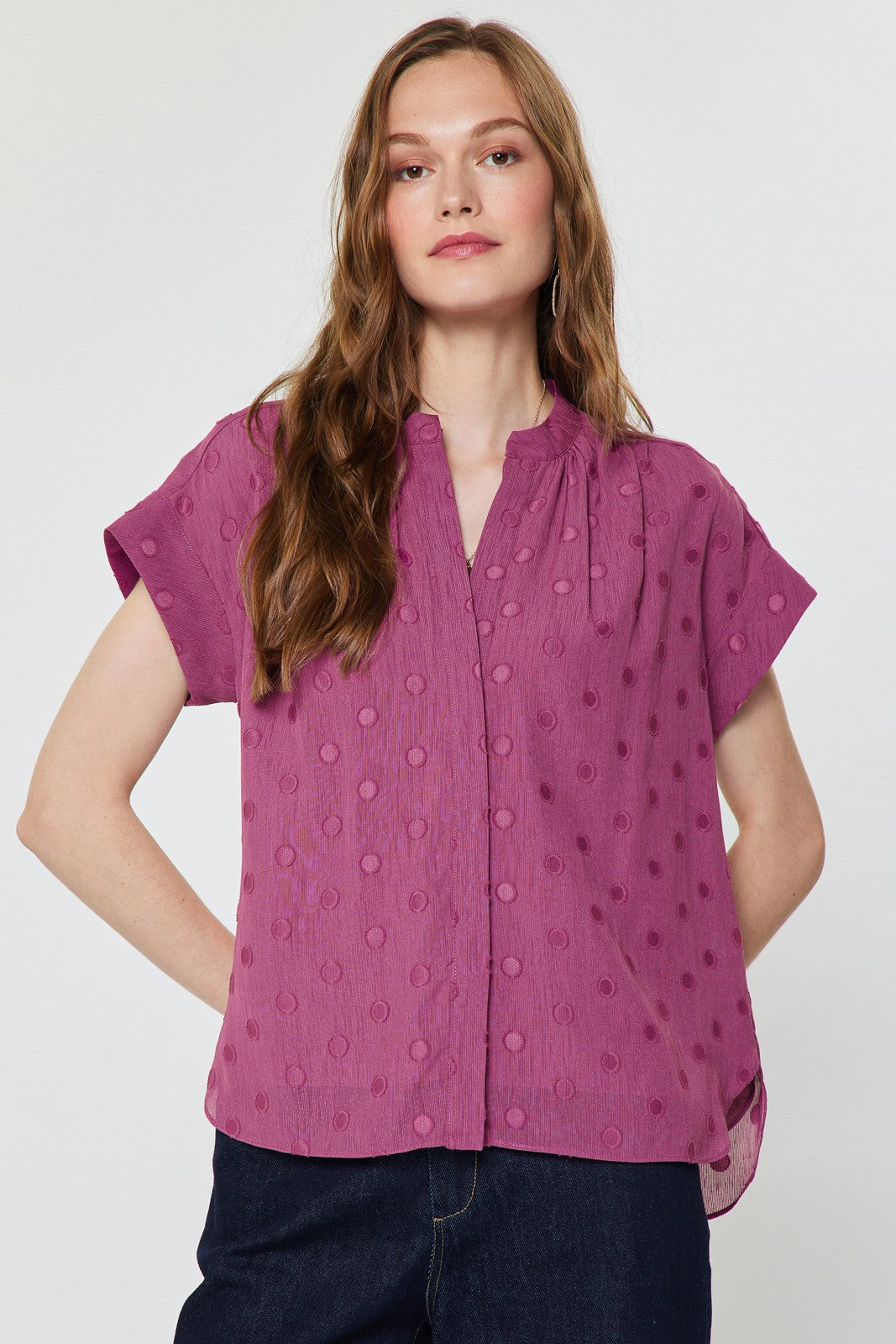 DEON Dot Cap Sleeve Blouse