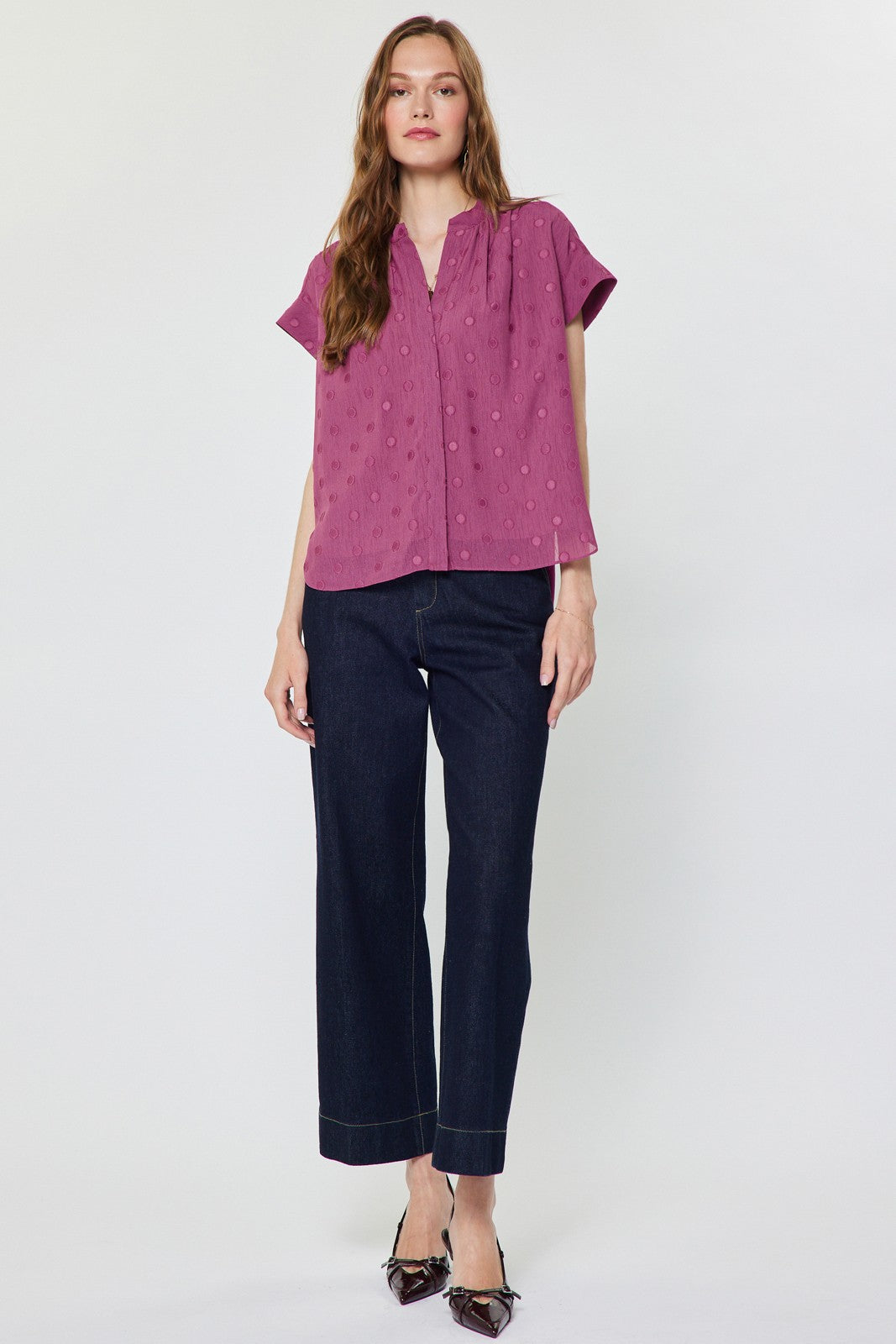 DEON Dot Cap Sleeve Blouse