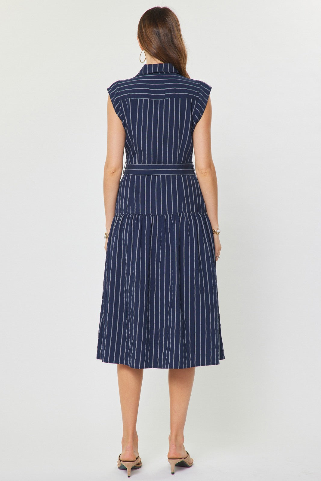 NYLAND Arieth Striped Button Down Shirt Midi Dress