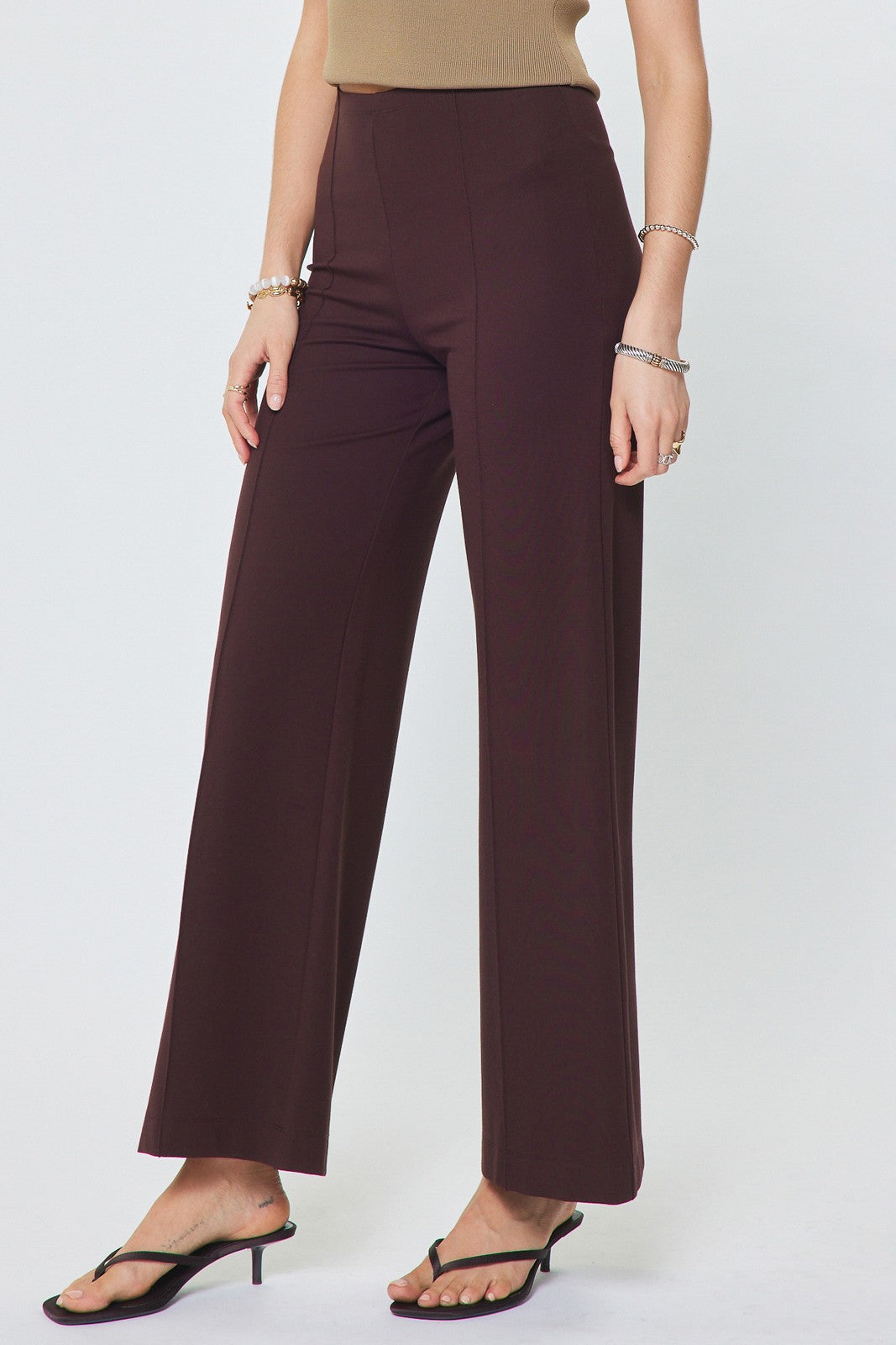 NYLAND Moira Ponte High Rise Pintuck Wide Leg Pants