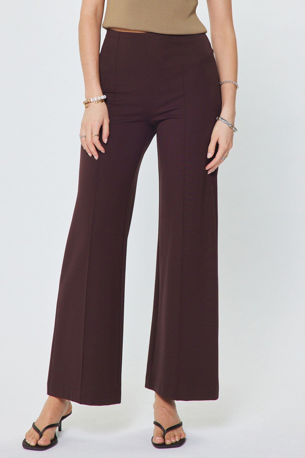 NYLAND Moira Ponte High Rise Pintuck Wide Leg Pants