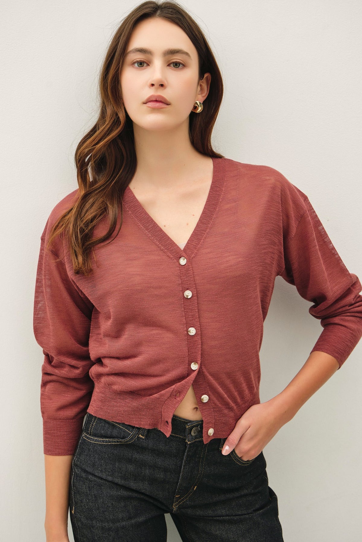 NYLAND Dittany Ultra Fine Slubbed Sweater Brick