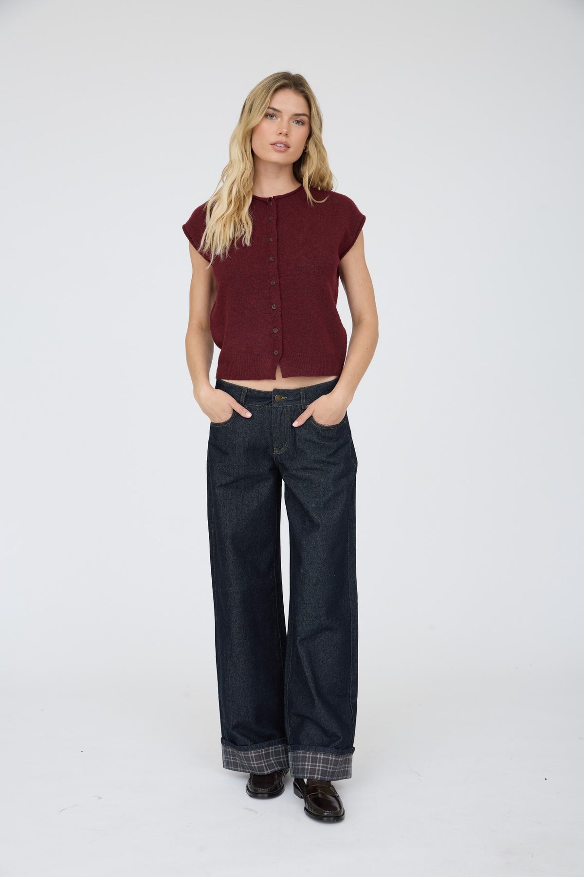 NYLAND Alianna Raw Edge Sleeveless Lightweight Cardigan