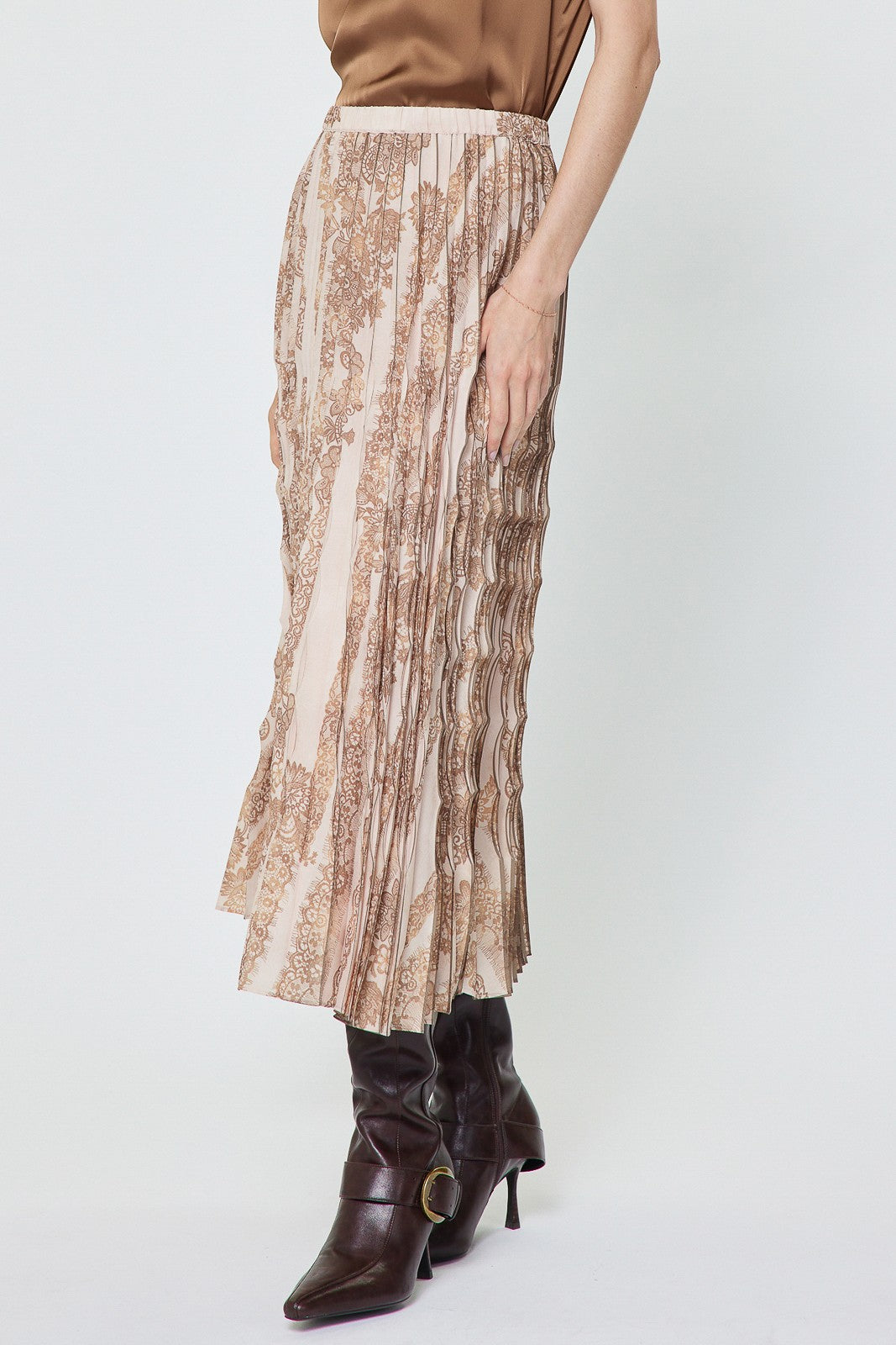 NYLAND Kira Printed Pleated Midi Skirt