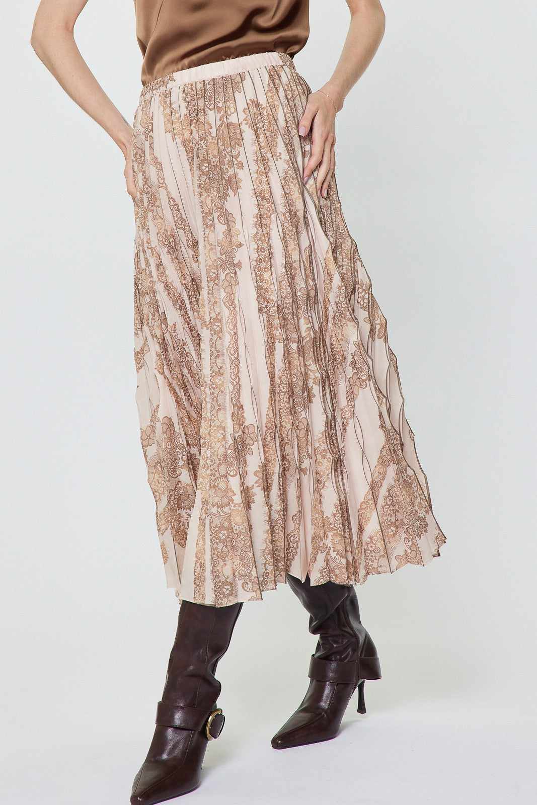 NYLAND Kira Printed Pleated Midi Skirt