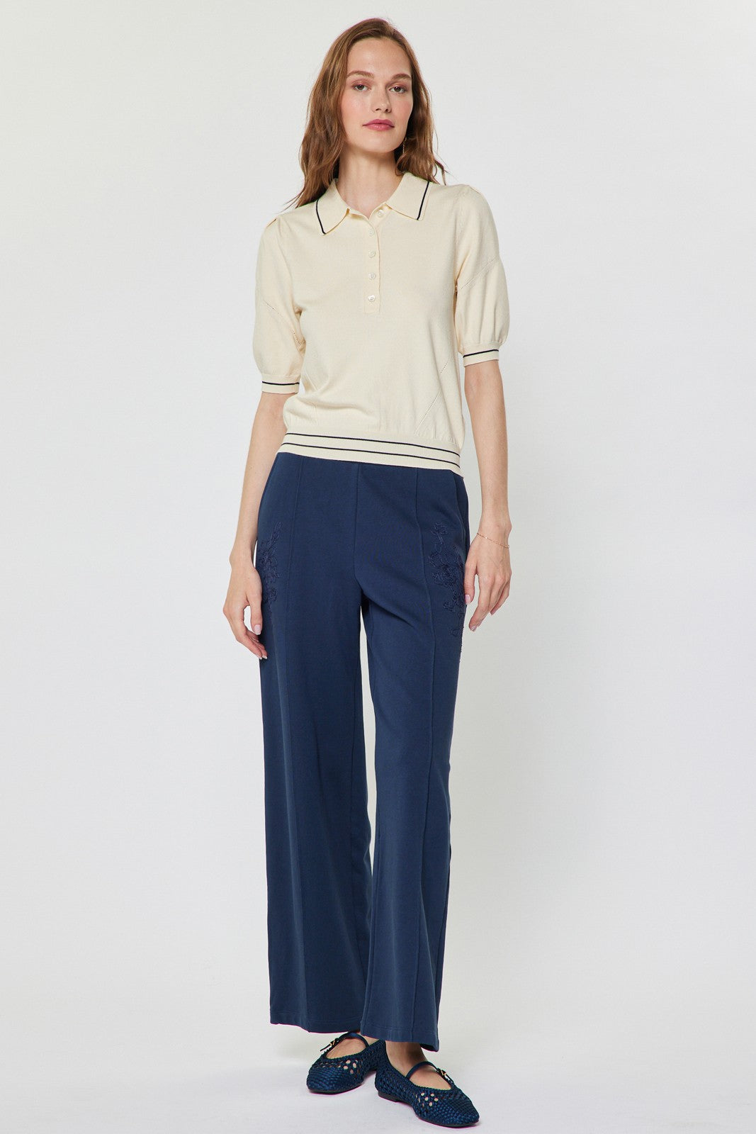 NYLAND Kelcie Polo Short Sleeve Knit Top