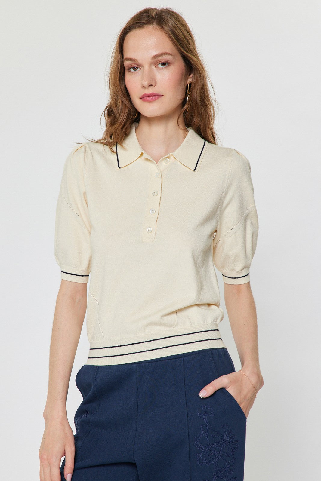NYLAND Kelcie Polo Short Sleeve Knit Top