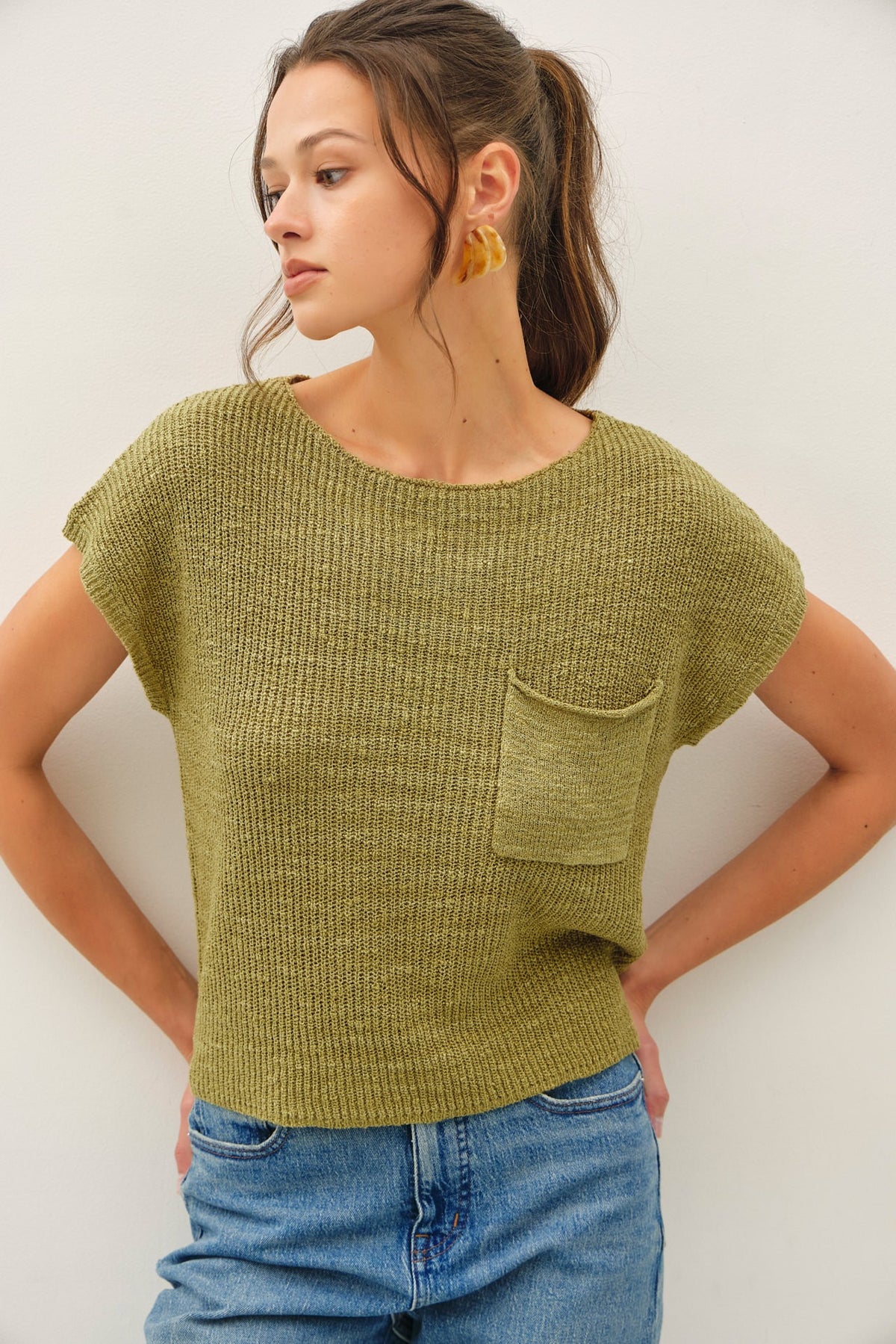 NYLAND Sapphire Dolman Boxy Crop Sweater