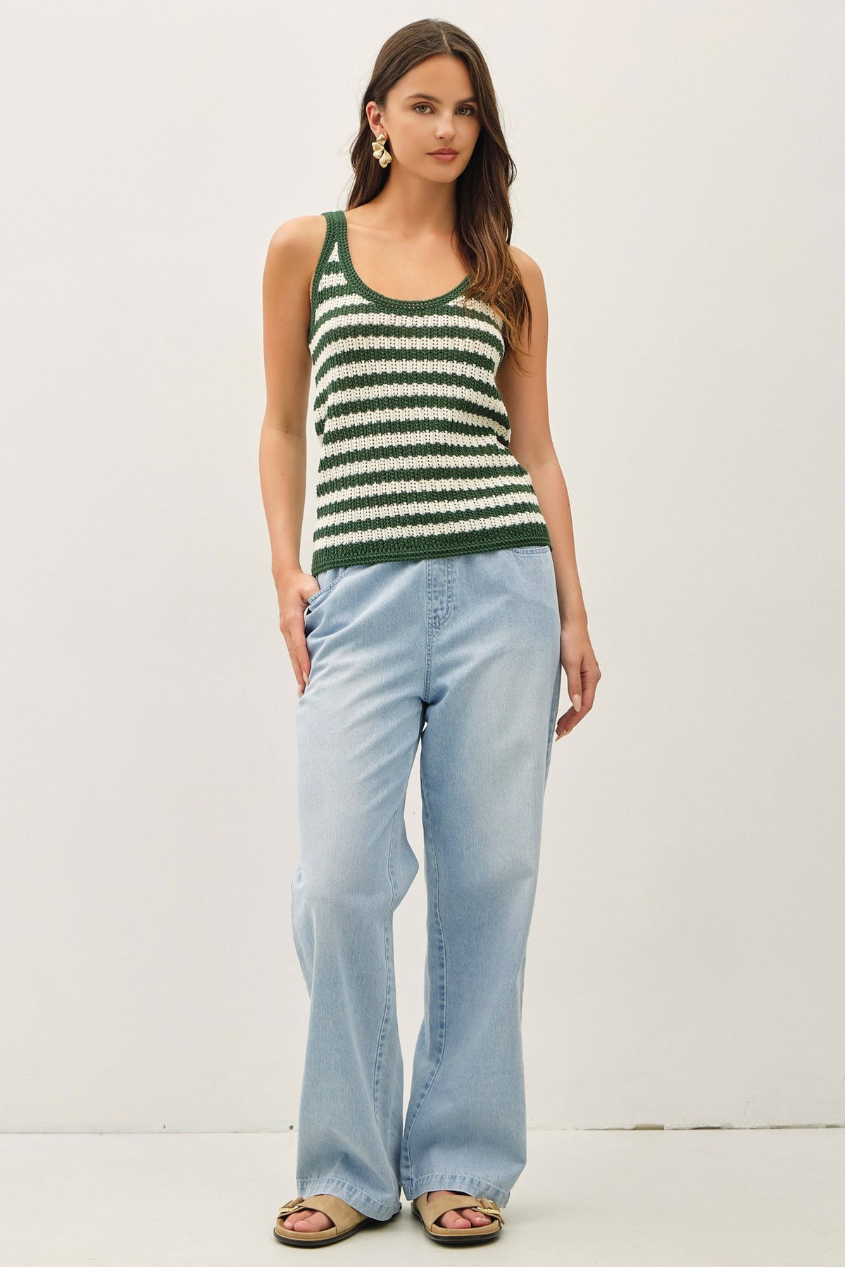 NYLAND Kyleigh Textured Stripe Tank Sweater