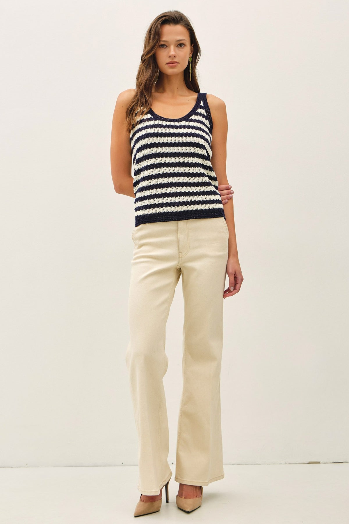 NYLAND Kyleigh Textured Stripe Tank Sweater