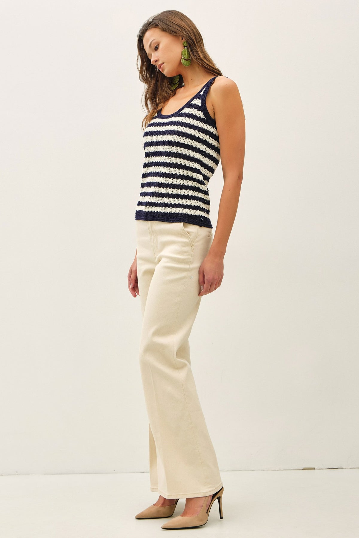 NYLAND Kyleigh Textured Stripe Tank Sweater