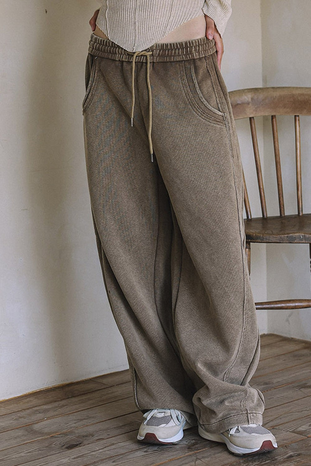 DEON Washed Wide Leg Pants