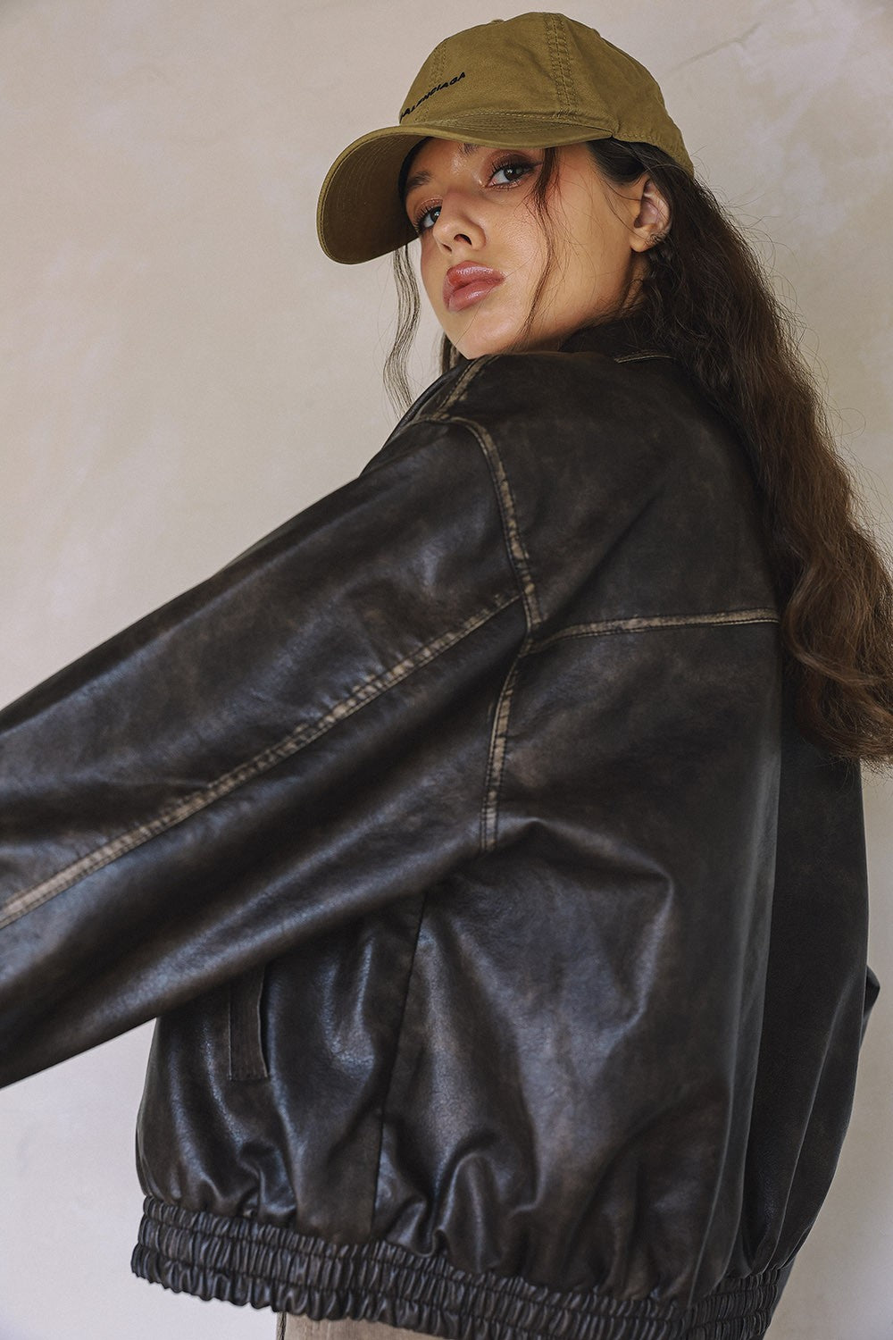 BL:S Vintage Washed Faux Leather Jacket