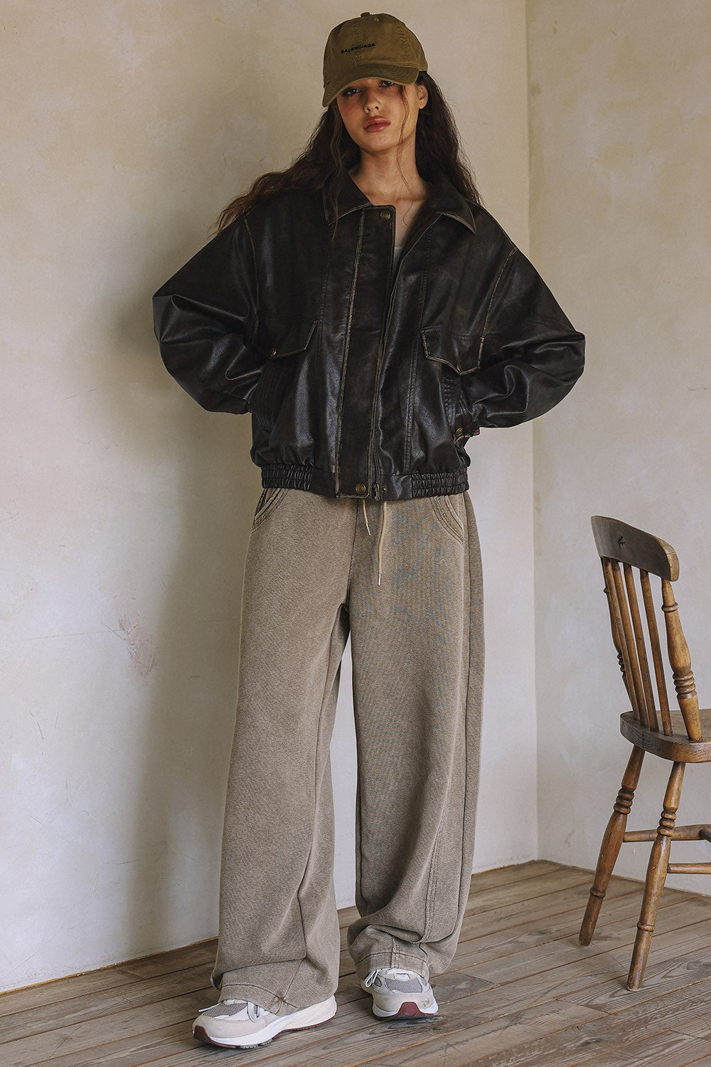 BL:S Vintage Washed Faux Leather Jacket