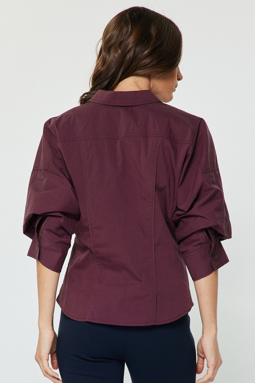 DEON Ruched Sleeve Button Down Shirt