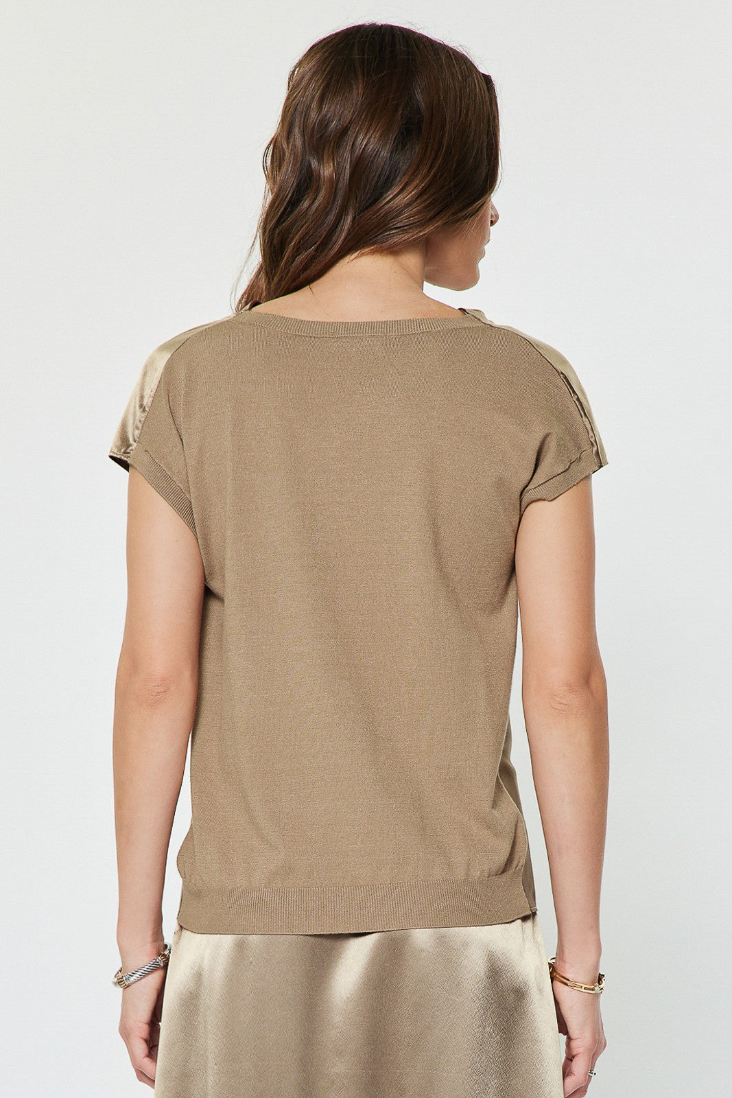 NYLAND Alena Metallic Cowl Neck Top