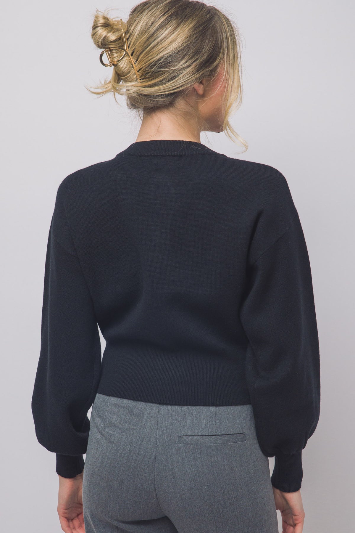 DEON Balloon Sleeve Cardigan Sweater