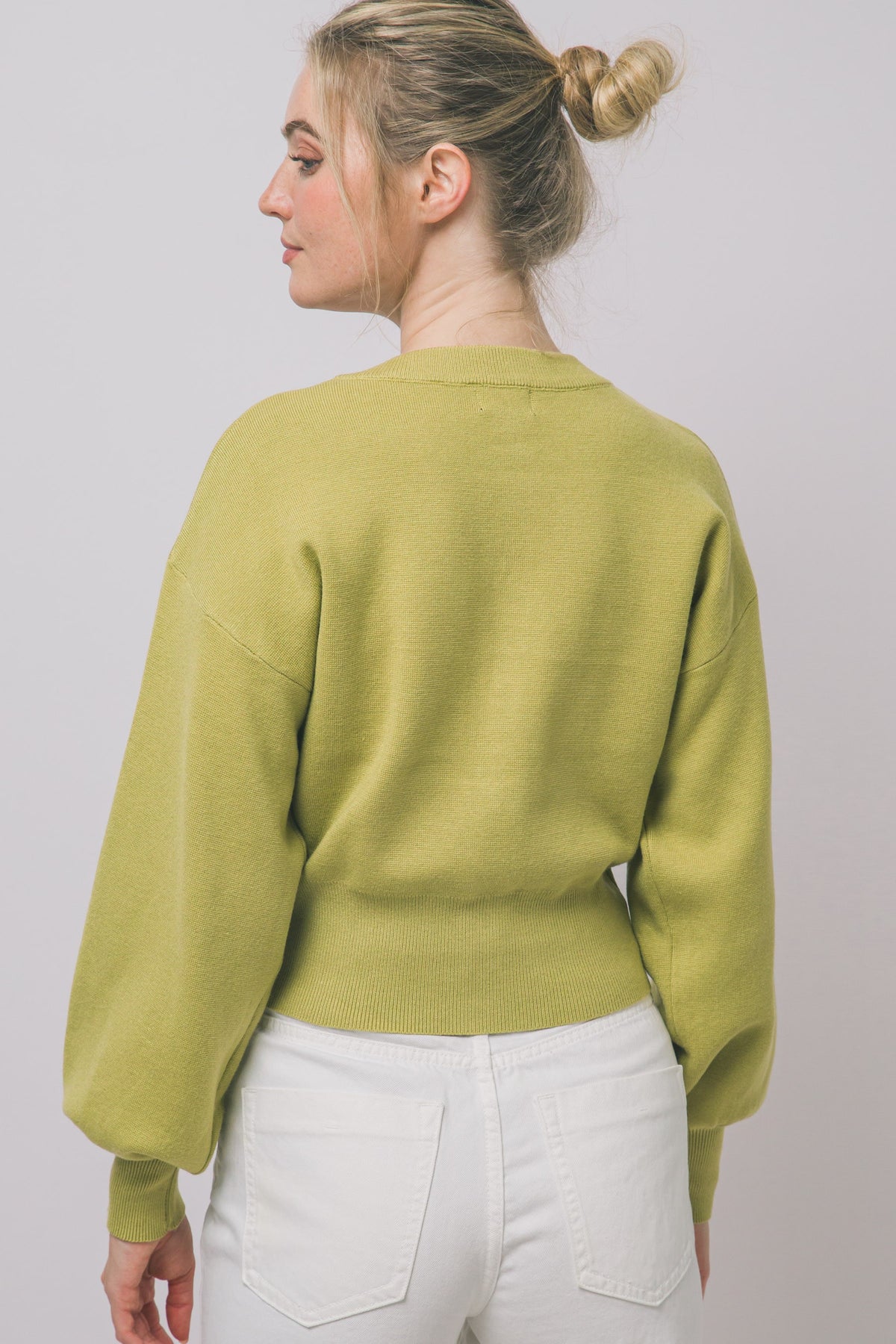 DEON Balloon Sleeve Cardigan Sweater