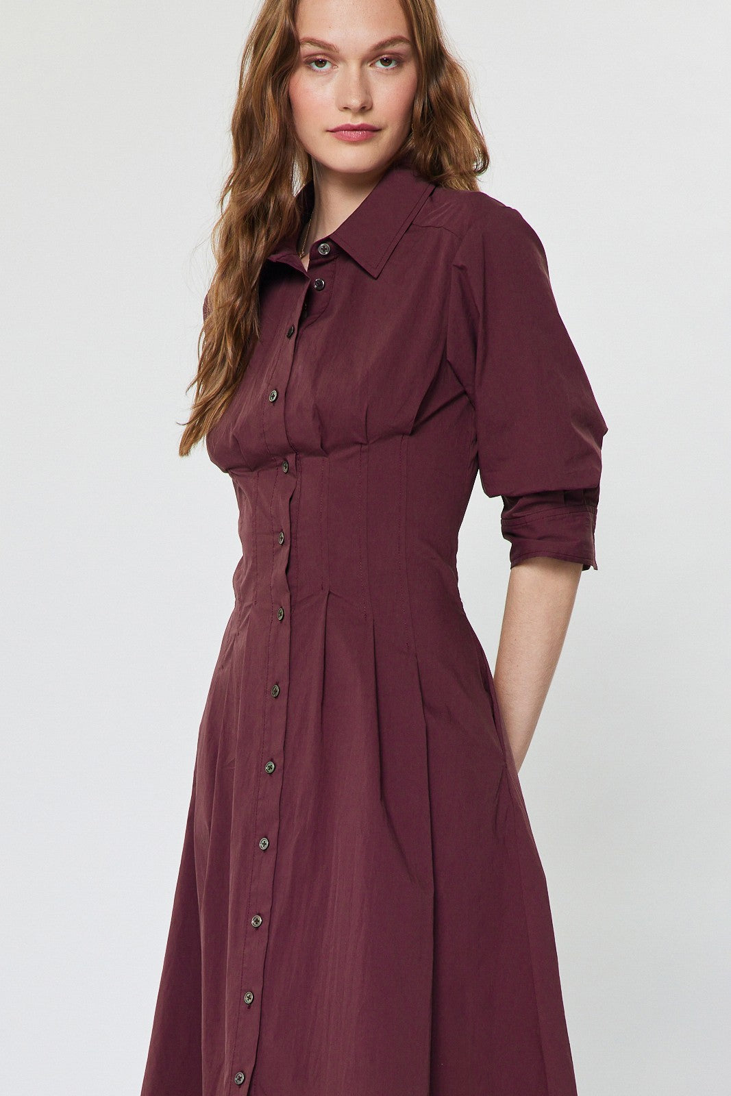 DEON Button Down A-line Midi Dress