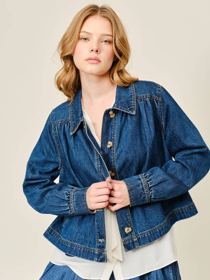 NYLAND Jacinda Flared Collar Denim Jacket