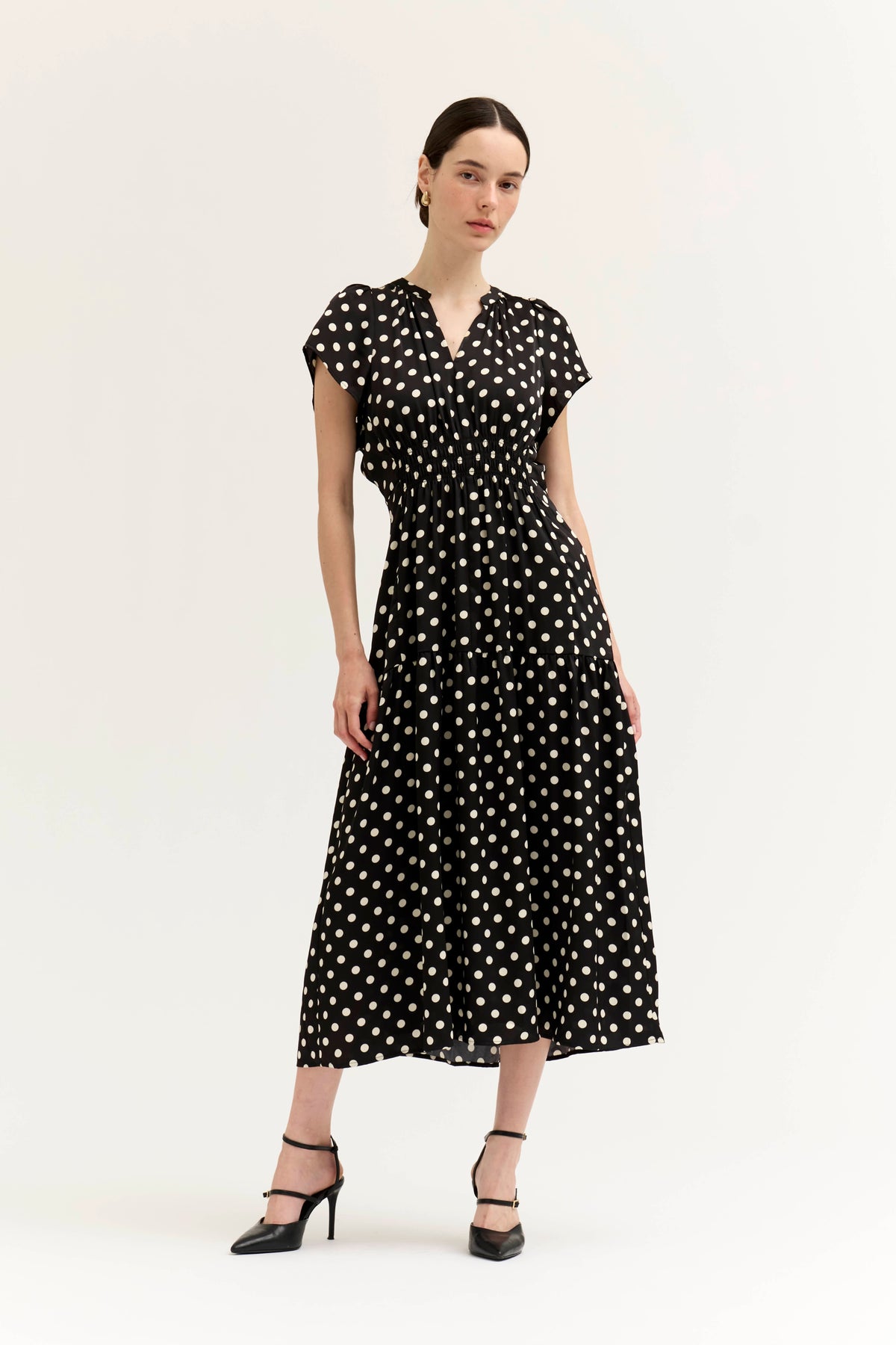 NYLAND Corinne Ruffle Satin Midi Dress
