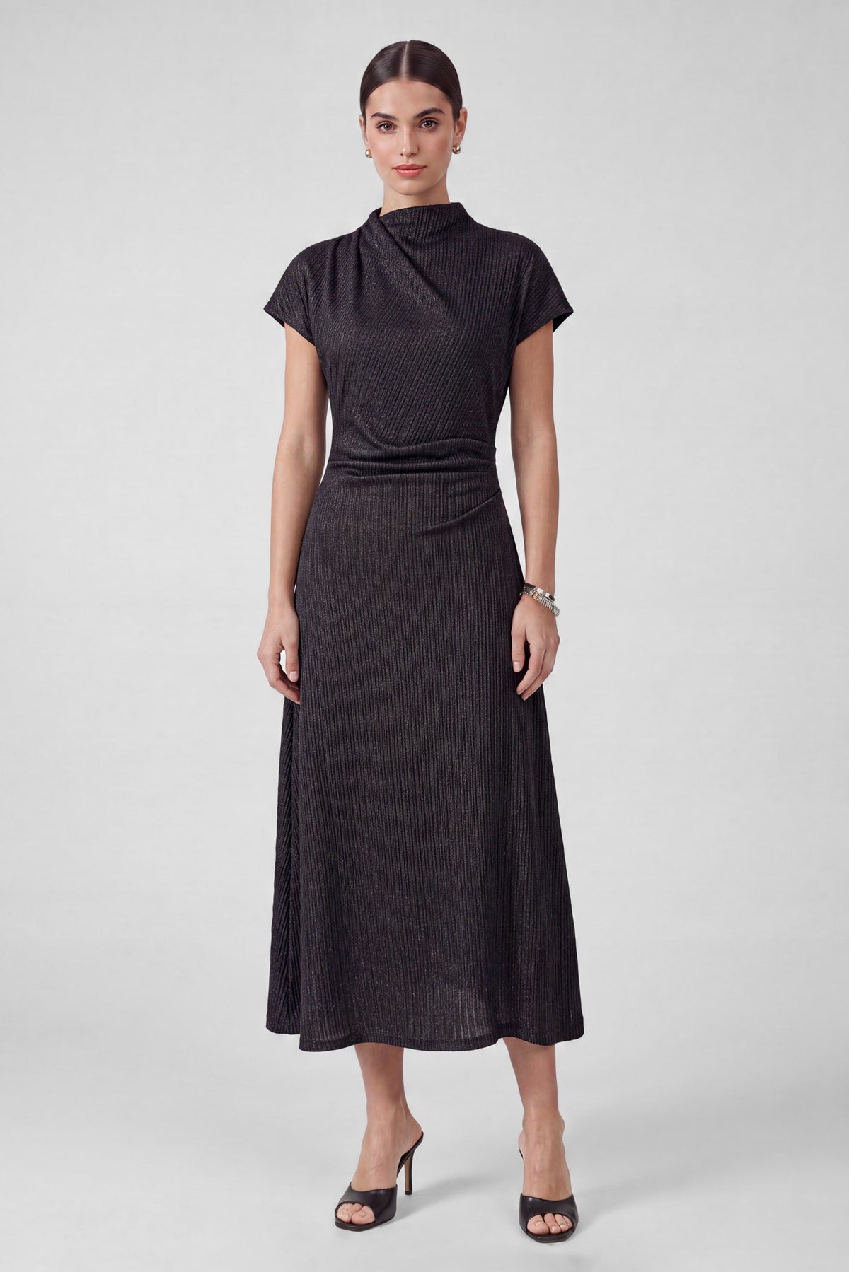 NYLAND Harley Metallic Knit Mock Neck Maxi Dress