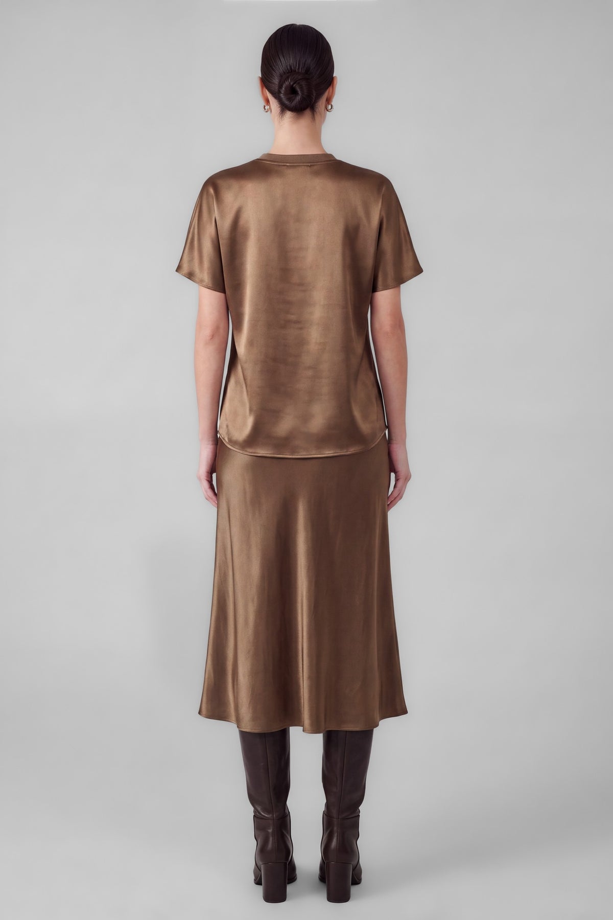 NYLAND Maylah Satin Crewneck Short Sleeve Top
