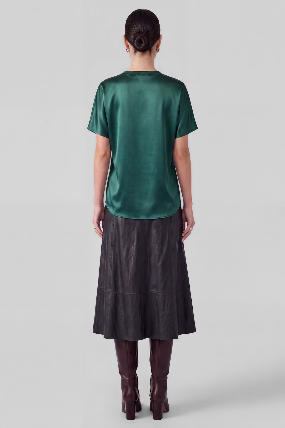 NYLAND Maylah Satin Crewneck Short Sleeve Top