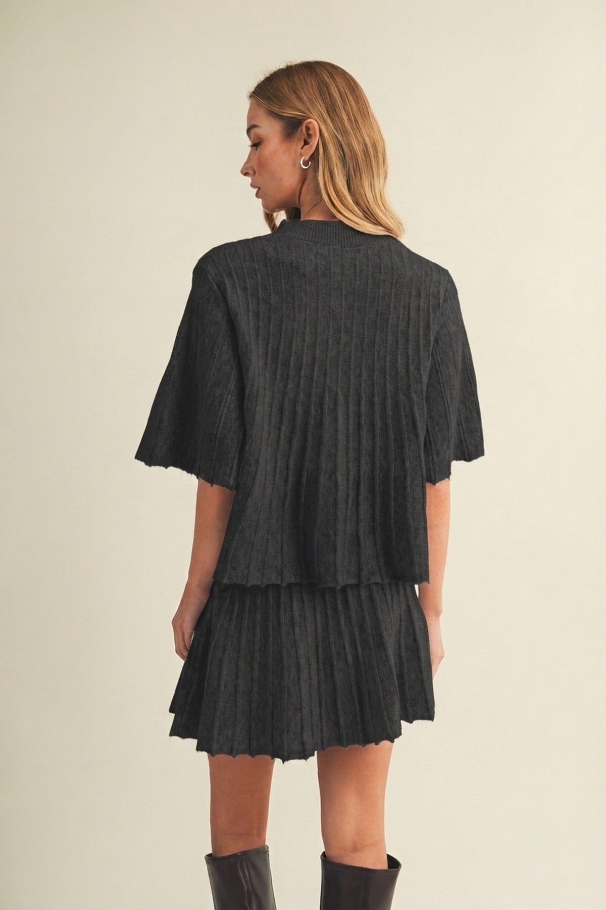 NYLAND Bell Sleeve Wide-Rib Knit Top