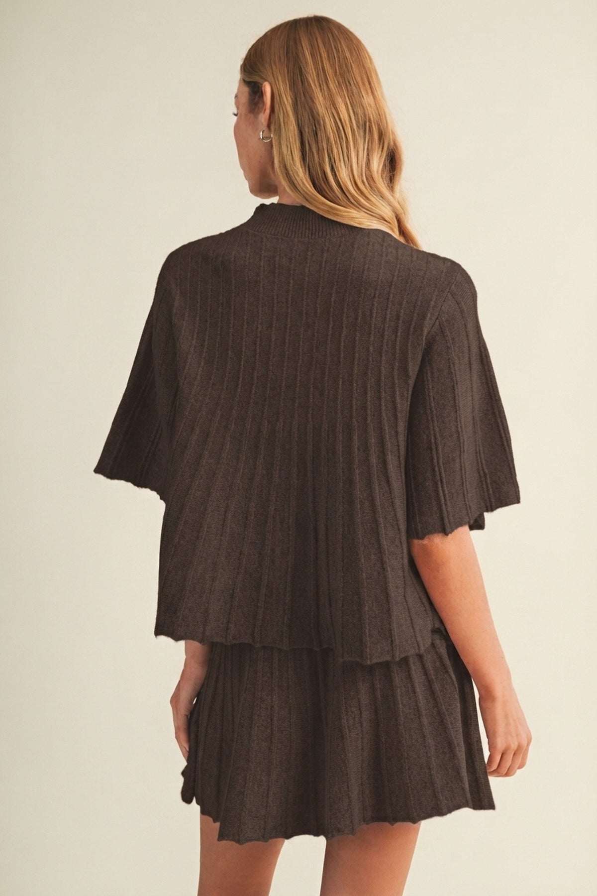 NYLAND Bell Sleeve Wide-Rib Knit Top